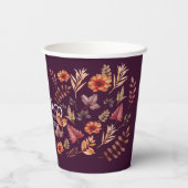 Gobelets En Papier Aquarelle Florale Dîner d'Action de grâce (Verso)