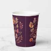 Gobelets En Papier Aquarelle Florale Dîner d'Action de grâce (Droite)