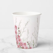 Gobelets En Papier Aquarelle Florale Rose Botanique (Verso)