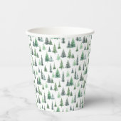 Gobelets En Papier Aquarelle Green Trees Motif forestier (Recto)