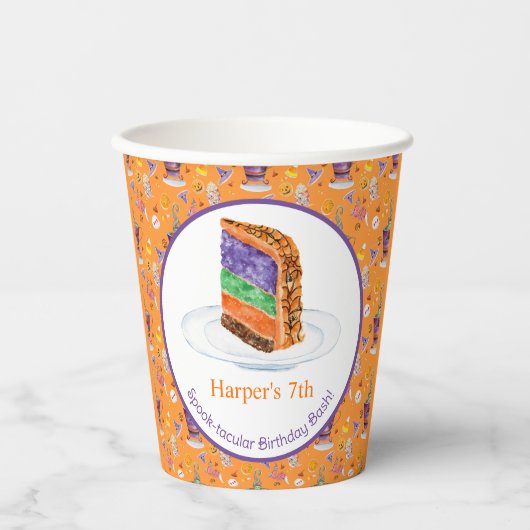 Gobelets En Papier Aquarelle Halloween gâteau d'anniversaire Personna