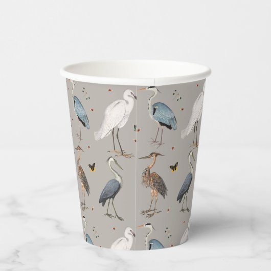 Gobelets En Papier Aquarelle Heron Bird Egret Nature Motif (Droite)