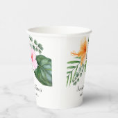 Gobelets En Papier Aquarelle Hibiscus tropicaux et feuillage (Droite)
