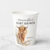 Gobelets En Papier Aquarelle Highland Vache Calf Baby Boho Pampas (Verso)