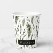 Gobelets En Papier Aquarelle Hiver Vert Motif sans couture (Verso)