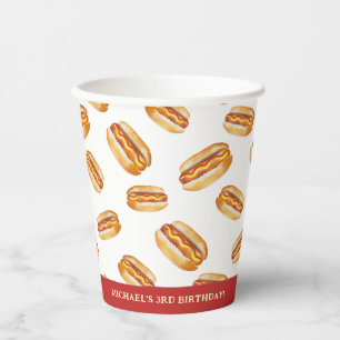 Gobelets En Papier Aquarelle Hot Dog Coupes de papier d'anniversaire