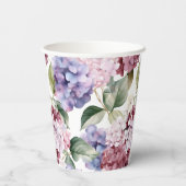 Gobelets En Papier Aquarelle Hydrangea Fleurs (Verso)