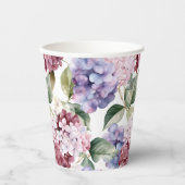 Gobelets En Papier Aquarelle Hydrangea Fleurs (Recto)