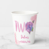 Gobelets En Papier Aquarelle hydrangée deuxième anniversaire (Verso)