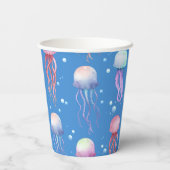 Gobelets En Papier Aquarelle Jellyfish Under the Sea Anniversaire (Verso)