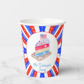 Gobelets En Papier Aquarelle Juillet 4 Fête du gâteau (Verso)