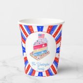 Gobelets En Papier Aquarelle Juillet 4 Fête du gâteau (Recto)