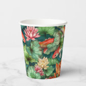 Gobelets En Papier Aquarelle Koi et Lys d'eau tasse de papier (Verso)