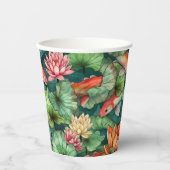 Gobelets En Papier Aquarelle Koi et Lys d'eau tasse de papier (Recto)