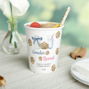 Gobelets En Papier Aquarelle Lait et cookies Révélation de genre