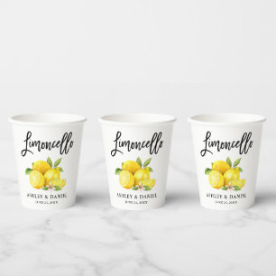 Gobelets En Papier Aquarelle Lemons Brush Script Limoncello