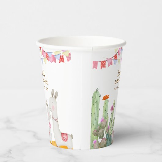 Gobelets En Papier Aquarelle Llama Desert Cactus Fiesta Baby shower (Droite)