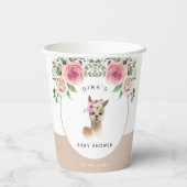 Gobelets En Papier Aquarelle Llama Sexe Baby shower neutre (Verso)