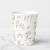 Gobelets En Papier Aquarelle magique Unicorne Anniversaire (Recto)