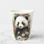 Gobelets En Papier Aquarelle mignonne Fleur sauvage Panda Ours Annive (Recto)