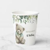 Gobelets En Papier Aquarelle mignonne Ours En Teddy Feuilles N'import (Verso)