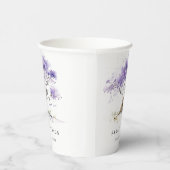 Gobelets En Papier Aquarelle minimale Lilac Jacaranda Mariage arbre (Droite)