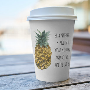 Gobelets En Papier Aquarelle moderne ananas et citation amusante posi