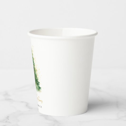 Gobelets En Papier Aquarelle moderne Arbre de Noël Non photo (Gauche)