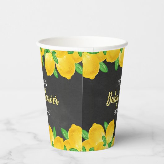 Gobelets En Papier Aquarelle moderne Baby shower citronnier (Droite)