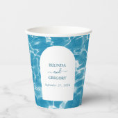 Gobelets En Papier Aquarelle moderne Blue Ocean Beach Mariage (Recto)