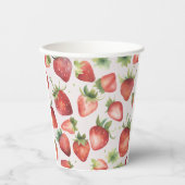 Gobelets En Papier Aquarelle Motif de fraises rouges (Recto)