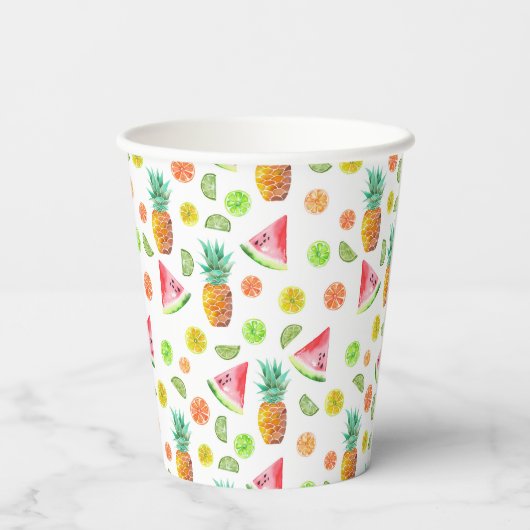 Gobelets En Papier Aquarelle Motif de fruits en conserve (Verso)