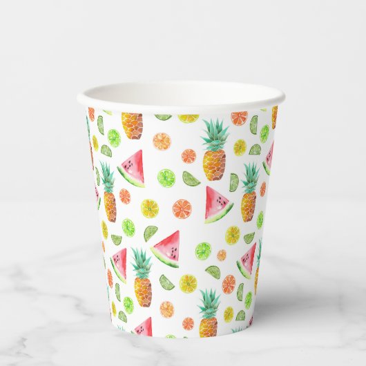 Gobelets En Papier Aquarelle Motif de fruits en conserve (Recto)