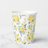 Gobelets En Papier Aquarelle Motif Floral Jaune (Verso)