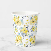 Gobelets En Papier Aquarelle Motif Floral Jaune (Gauche)