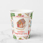 Gobelets En Papier Aquarelle Noël pain d'épices Maison Cookies (Recto)