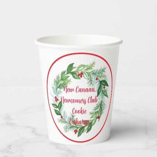 Gobelets En Papier Aquarelle Noël Vacances Wreath CUSTOM (Verso)