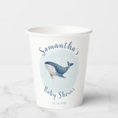 Gobelets En Papier Aquarelle Ocean Blue Whale Cute Boy's Baby shower (Verso)