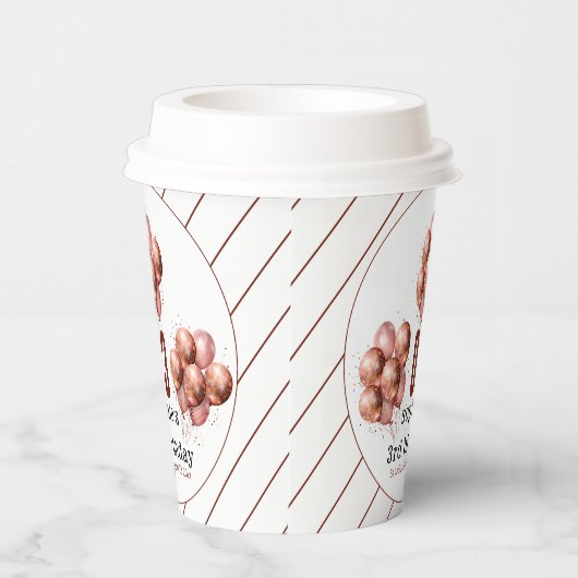 Gobelets En Papier Aquarelle Parties scintillant Rose Gold ballon 3e (Droite)