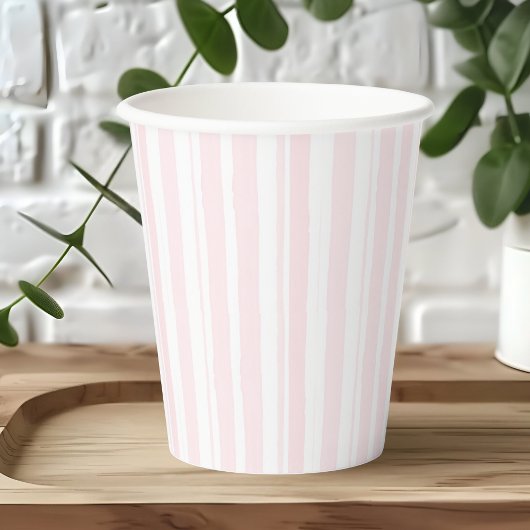 Gobelets En Papier Aquarelle Pastel Motif en bande rose