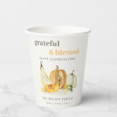 Gobelets En Papier Aquarelle Pastel Soft Floral Citrouille Thanksgivi (Recto)