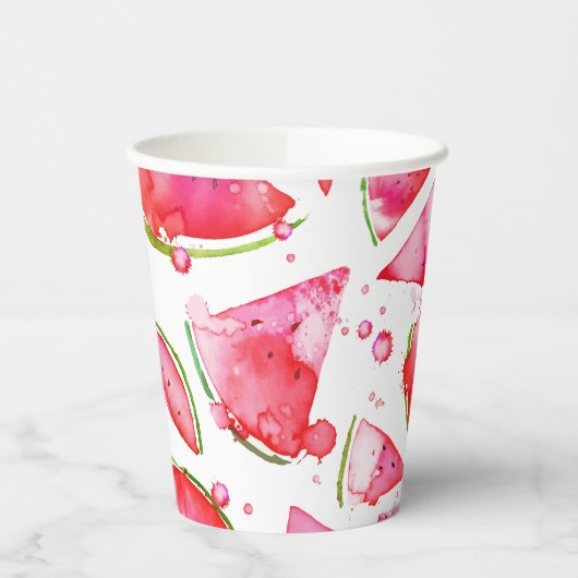 Gobelets En Papier Aquarelle pastèque 1 (Gauche)