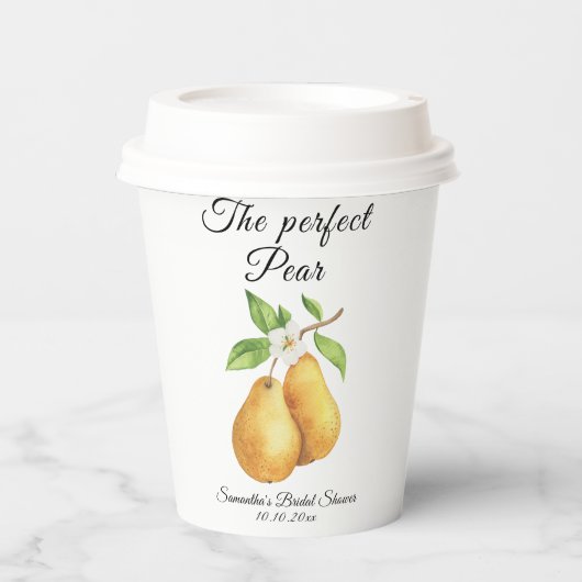 Gobelets En Papier Aquarelle Perfect Pear Fête des mariées florale (Recto)