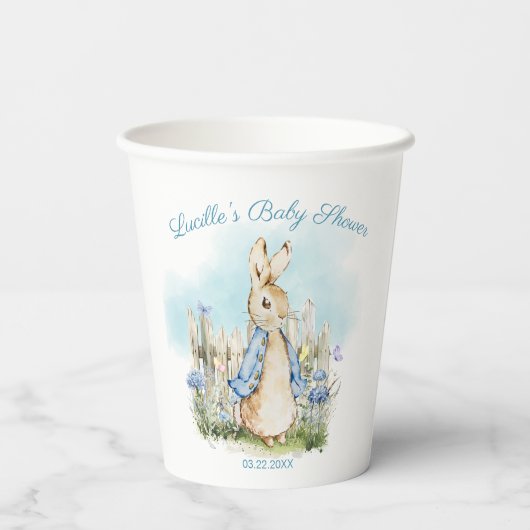 Gobelets En Papier Aquarelle Peter Rabbit Bunny Baby Boy (Verso)