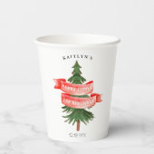 Gobelets En Papier Aquarelle Pine Arbre Joyeux Petit Anniversaire (Verso)