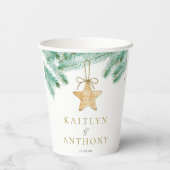 Gobelets En Papier Aquarelle Pine Boughs Noël Mariage d'hiver (Verso)