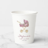 Gobelets En Papier Aquarelle Pink Baby Stroller Baby shower (Verso)