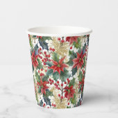 Gobelets En Papier Aquarelle poinsettia et saint motif Noël (Verso)