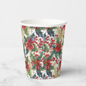 Gobelets En Papier Aquarelle poinsettia et saint motif Noël (Droite)