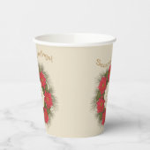 Gobelets En Papier Aquarelle Poinsettia Wreath - Monogramme (Gauche)